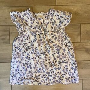 The Loft Purple Floral Short Sleeved Shirt